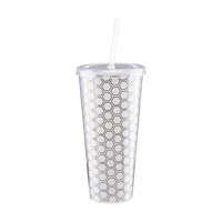 Plastic Drinking Tumbler with Lid and Straw, 24