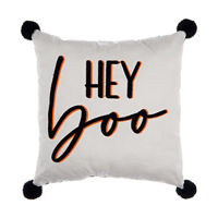 &#x27;Hey Boo&#x27; Printed Decorative Square Pillow