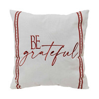 'Be Grateful' Decorative Square White Pillow, 18 in