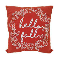 'Hello Fall' Decorative Square Orange Pillow, 18 in x 18 in