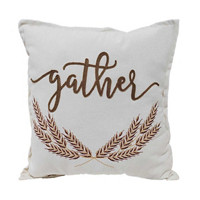 'Gather' Decorative Square White Pillow, 18 in x 18 in