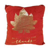 'Thanks' Printed Decorative Square Velvet Pillow, 18 in x 18 in
