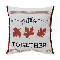 'Gather Together' Decorative Square White Pillow, 18 in