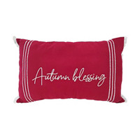 'Autumn Blessings' Decorative Rectangular Red Pillow, 12 in x 20 in