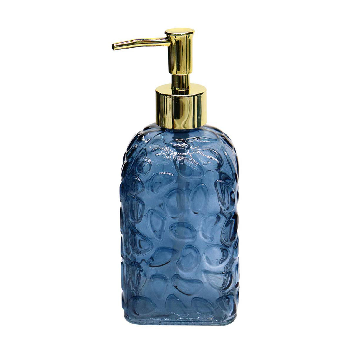 Embossed Glass Soap Dispenser, Blue