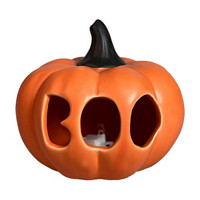 'Boo' Ceramic Pumpkin with LED Light