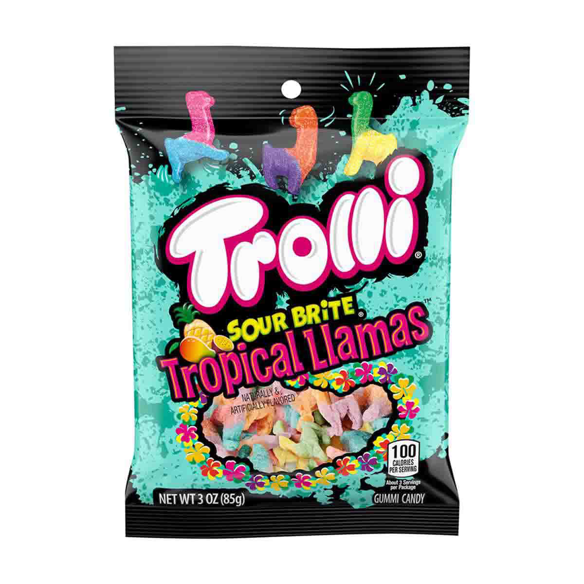 Trolli Sour Brite Tropical Llamas Gummi Candy, 3 oz