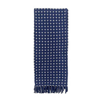Woven Cross Throw with Fringe, Navy