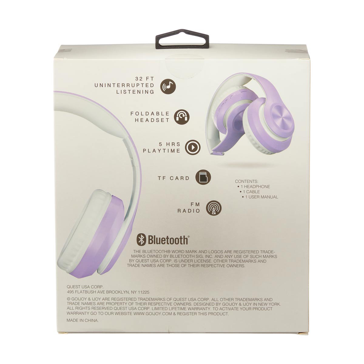 iJoy Muse Wireless Bluetooth Foldable Headset Lavender