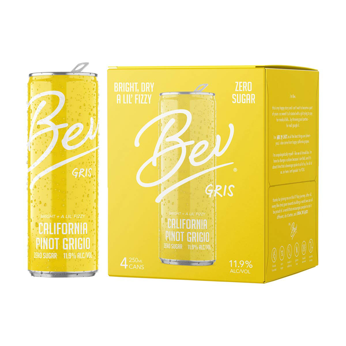 Bev Zero Sugar California Pinot Grigio Can