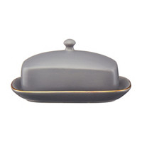 Ceramic Butter Boat, Gray with Gold