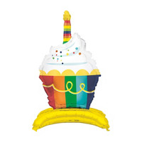 321 Party! Giant Foil Rainbow Cupcake Balloon Centerpiece,