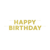 321 Party! Gold Glitter "Happy Birthday" Banner, 10 ft 