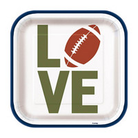 'Love' Tailgate Football Party Plates, 8ct, 7 in Square