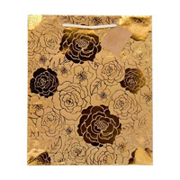 Gold Floral Gift Bag With Gift Tag, Large