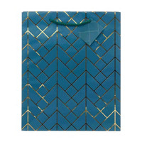 Navy Geometric Pattern Gift Bag With Gift Tag,