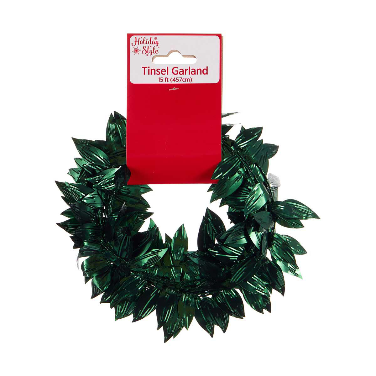 Tinsel Garland, 15 ft, Green