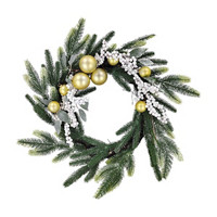 Artificial Christmas Floral Wreath with Golden Balls