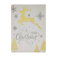 Wooden 'Merry Christmas' Decorative Wall Art with Reindeer Print