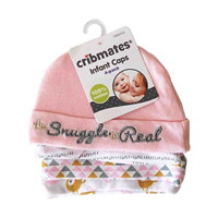Cribmates Infant Girl Prints Cotton Caps, Pack of