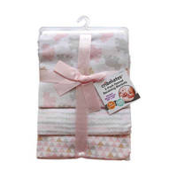 Cribmates Baby Pink Flannel Receiving Cotton Blankets, Pack of 3