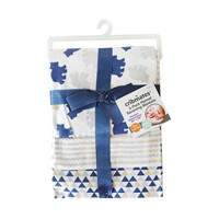 Cribmates Baby Blue Flannel Receiving Cotton Blankets, Pack of 3