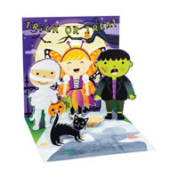 'Trick or Treat' Saying with Kids Pop-up Cards