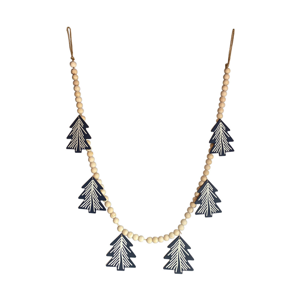 Wooden Christmas Tree Beaded Garland