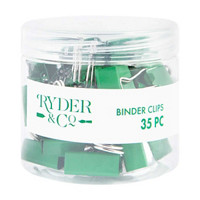 Ryder & Co. Green Binder Clips, 35 Pieces