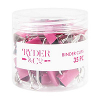 Ryder & Co. Pink Binder Clips, 35 Pieces