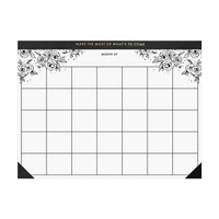Ryder & Co. Black & White Floral Undated Calendar, 24 Sheets
