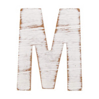White Wash Wood Letter - M, 4 in