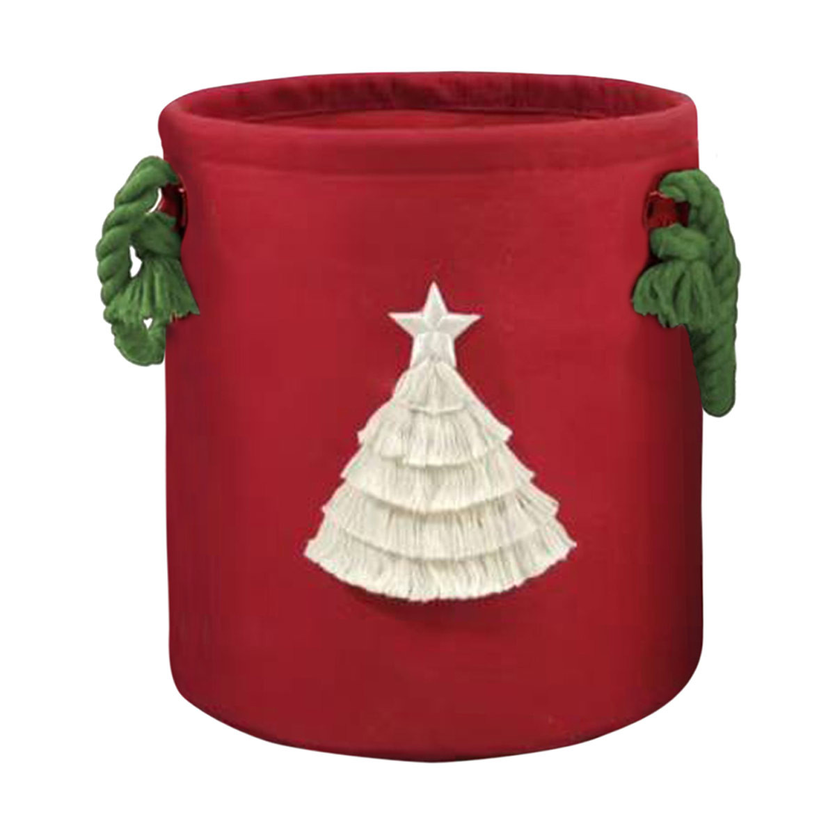 Round Fabric Storage Basket with Handles, Red, Extra Large