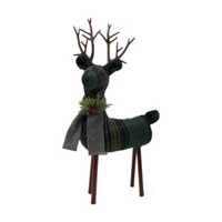 Decorative Plaid Christmas Reindeer, Green Plaid