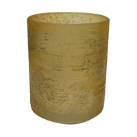 Frosted Glass Candle Holder, Gold