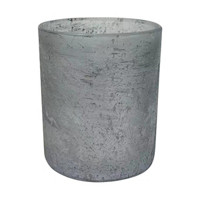 Frosted Glass Candle Holder, Gray