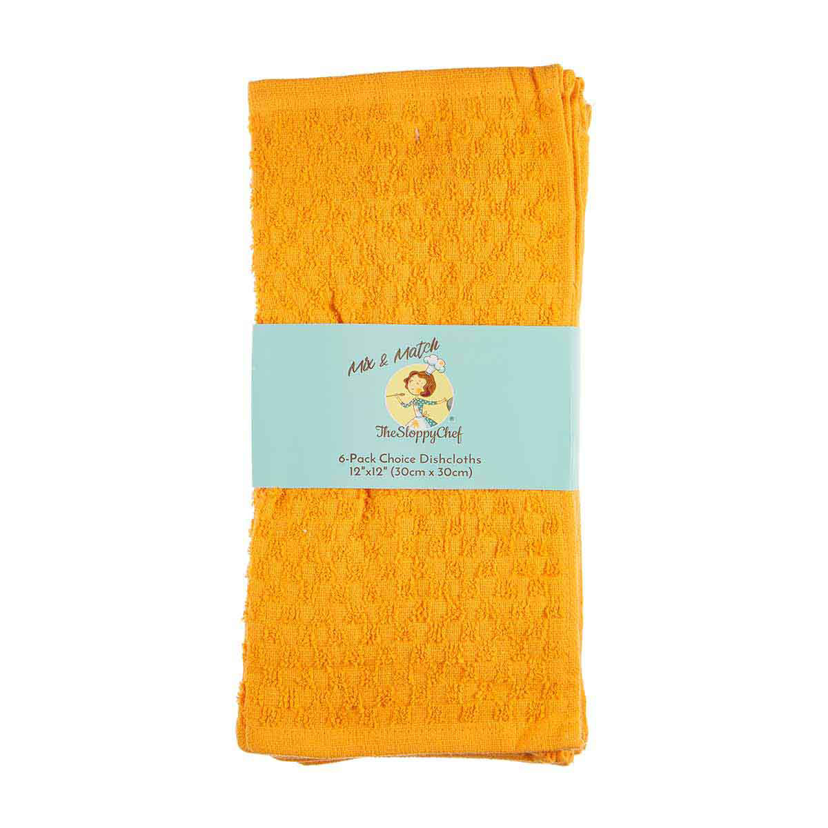 The Sloppy Chef Premier 6-Piece Striped Kitchen Towels - 15x25 - Yellow & Saffron