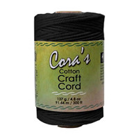 Cora's Cotton Black Craft Cord, 1 mm, 300 ft