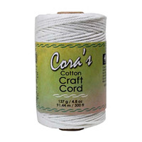 Cora's Cotton White Craft Cord, 1 mm, 300 ft