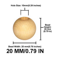 Round Natural Wooden Bead, 20 mm