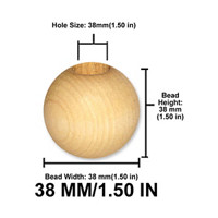 Round Natural Wooden Bead, 1.5 in