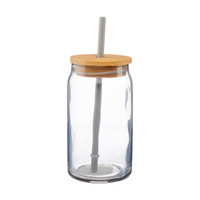 Glass Jar Tumbler with Reusable Straw