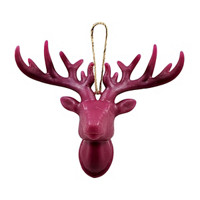 Plastic Stag Head Ornament, Red