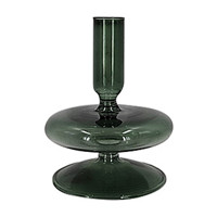 Decorative Glass Taper Rib Candle Holder, Green