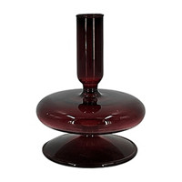 Decorative Glass Taper Rib Candle Holder, Red
