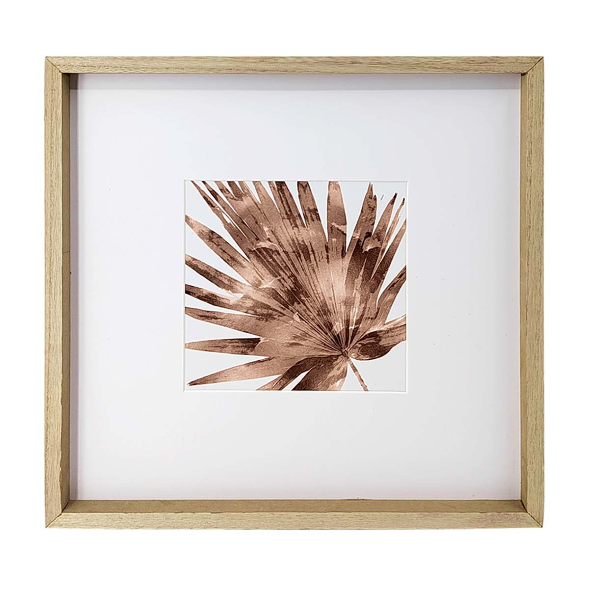Wooden Framed Bronze Leaf Art