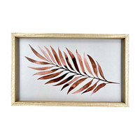 Wooden Framed Bronze Leaf Art