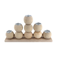 Wooden Beaded Taper Holder for 5 candles