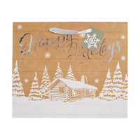 'Happy Holidays' and Snowy Cabin Gift Bag with