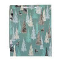 Decorative Christmas Tree and Reindeer Green Gift Bag,